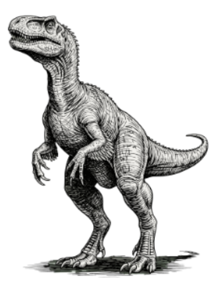 Ink drawing of a dinosaur