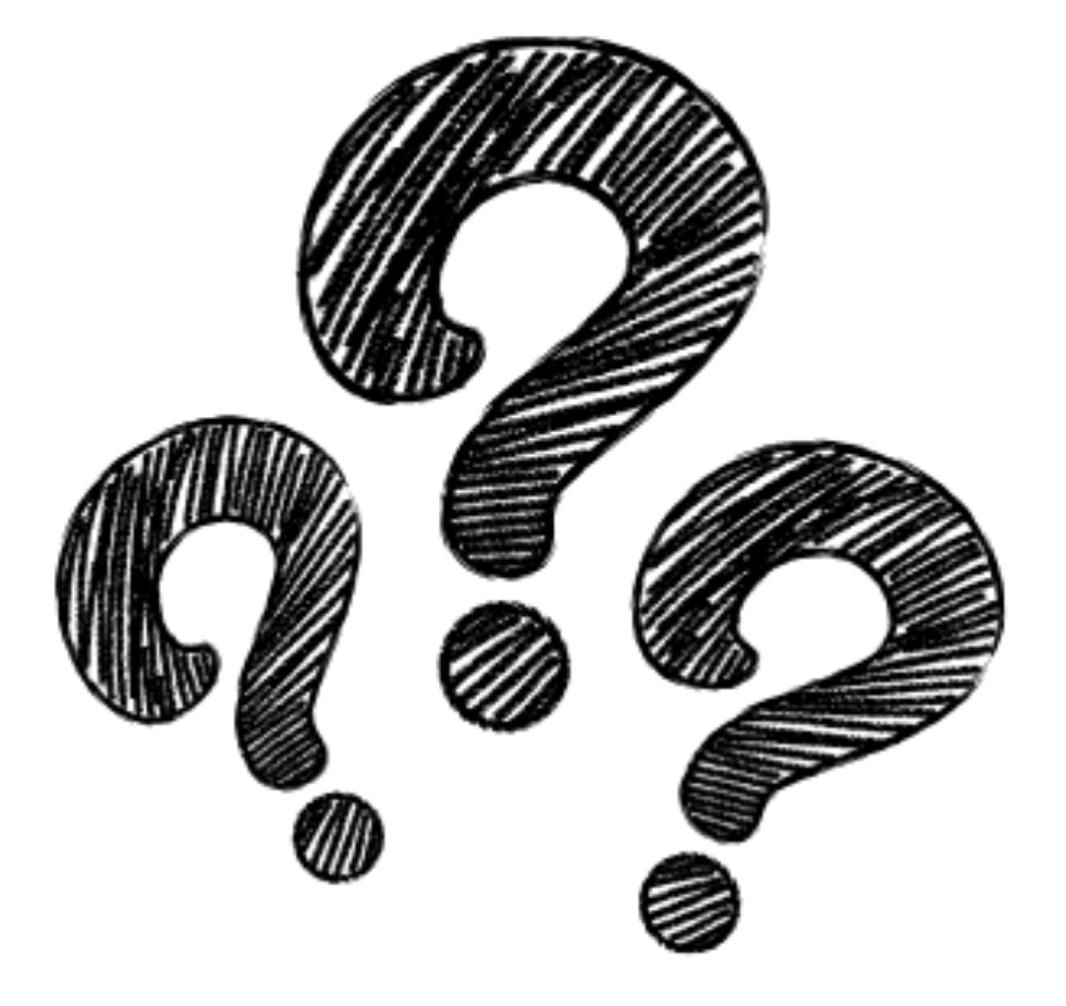 Ink drawing of question marks